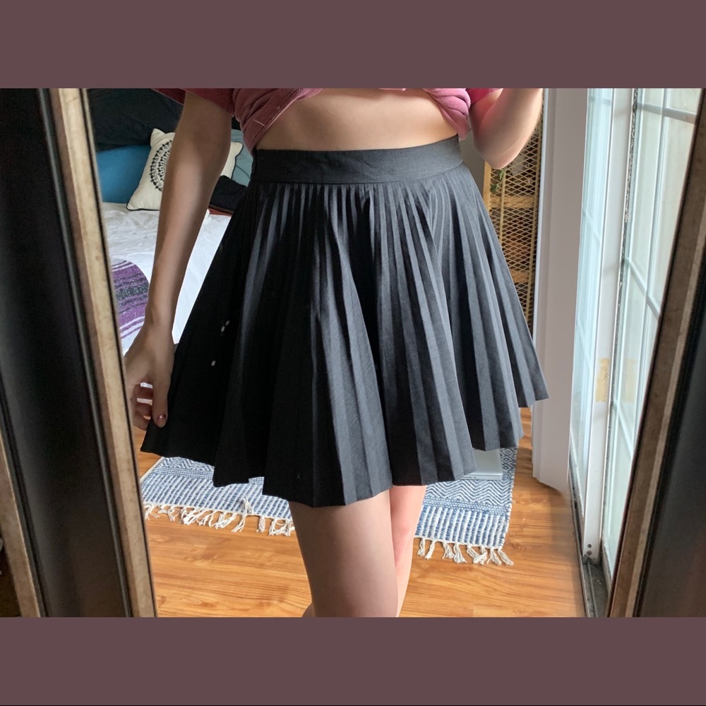 Dark Gray Pleated Skirt